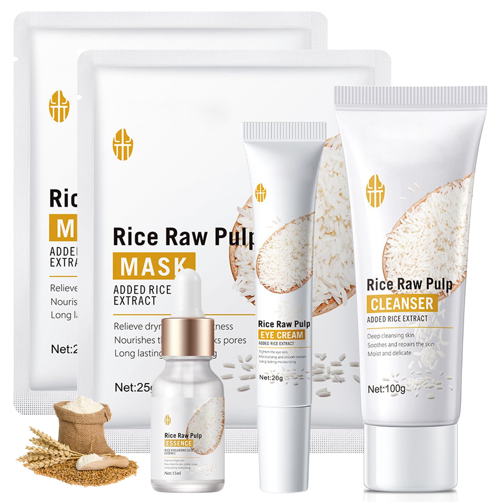 Conjunto De Cuidados Com A Pele Rosarden Rice Extract, Sérum Facial, Máscara E Muito Mais