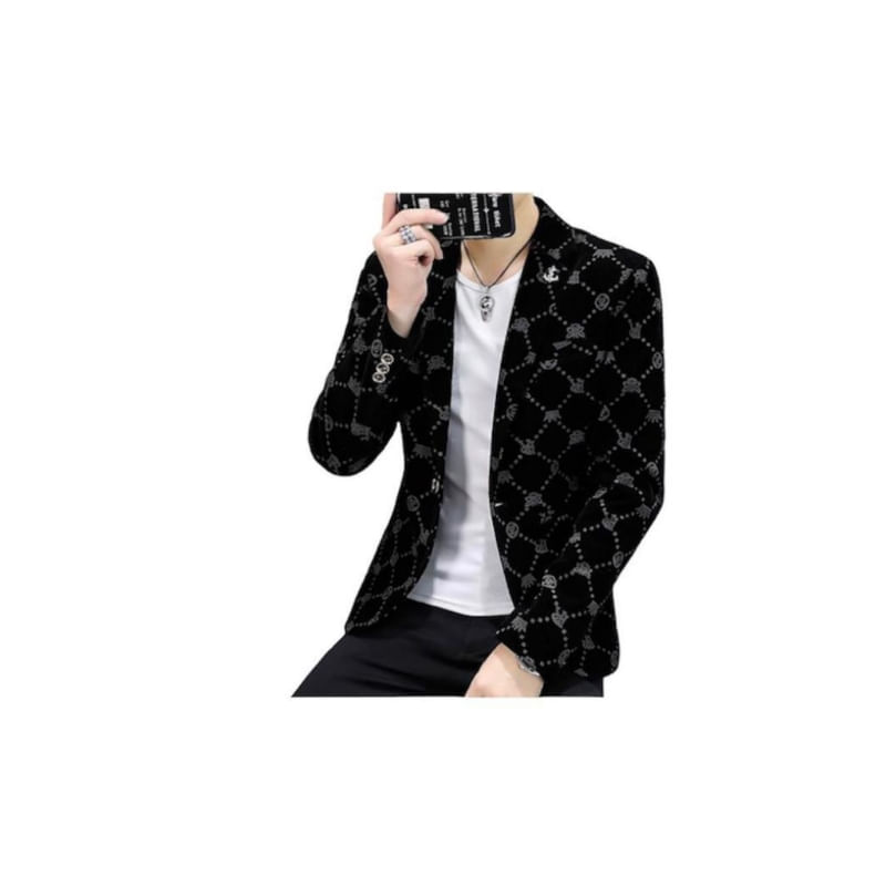 Blazer Casual Luxuoso Para Homens Tamanho Genérico 3xl-4xl Preto