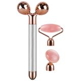 Massageador Facial Dangshan 3 Em 1 Electric Jade Roller Rose Quartz