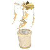 Castiçal Rotativo Angel-fairy Metal Gold Com Vela 17,5 Cm