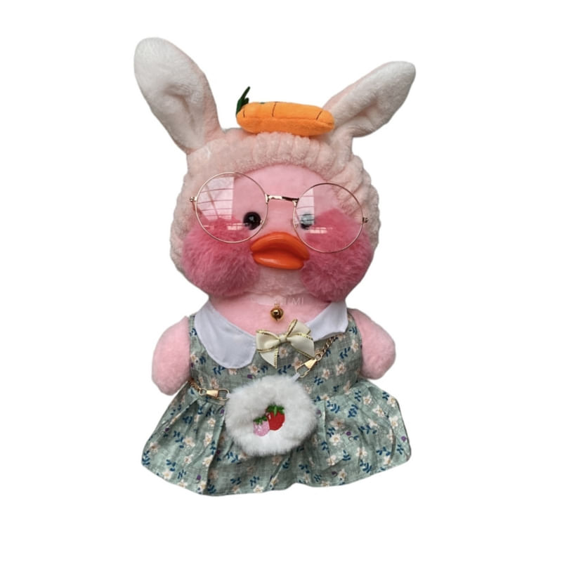 Bicho De Pelúcia Lalafanfan Patito Hike Com Cintle De Coelho 30cm