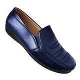 Sapato Feminino Casual Clássico Comodo Bordado Azul