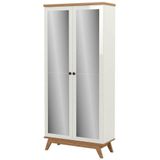 Sapateira Campbell 2 Portas Espelhadas Em Mdf Cor Off White E Freijo 180 Cm - 47497