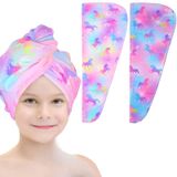 Toalha De Cabelo Basumee Microfiber Para Crianças, Pacote Com 2 Unidades De Unicórnio