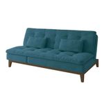 Sofá-cama 3 Lugares Casal Amanda Com Pés De Madeira Suede Azul