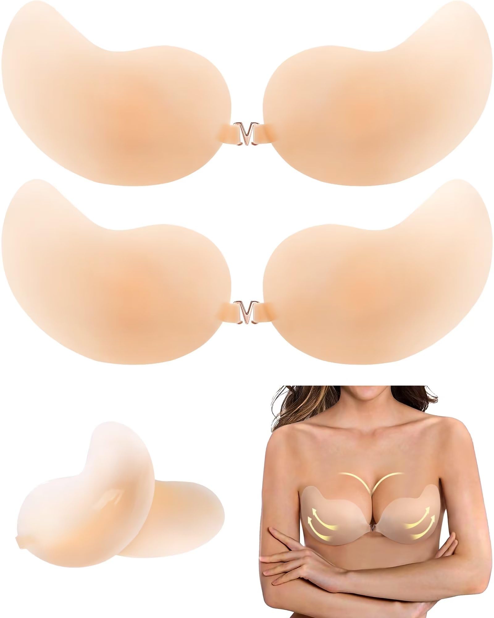 Sutiã Pegajoso Apowus, Adesivo Ultrafino, Silicone Invisível, 2 Pares