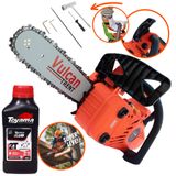 Motosserra Vulcan Vsl250 Á Gasolina 2t 25,4cc 0,9hp 11000rpm Com Sabre 12 Polegadas Ponta Rolante + Óleo Toyama Fg50 2t