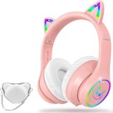 Fones De Ouvido Lobkin Bluetooth 5.3 Kids Com Estojo Rgb Led Rosa