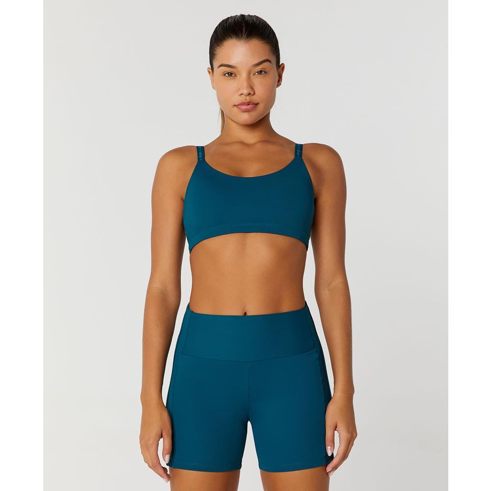 Top Feminino Alto Giro Reto Bojo Fitness Musculação 2411502 Verde M