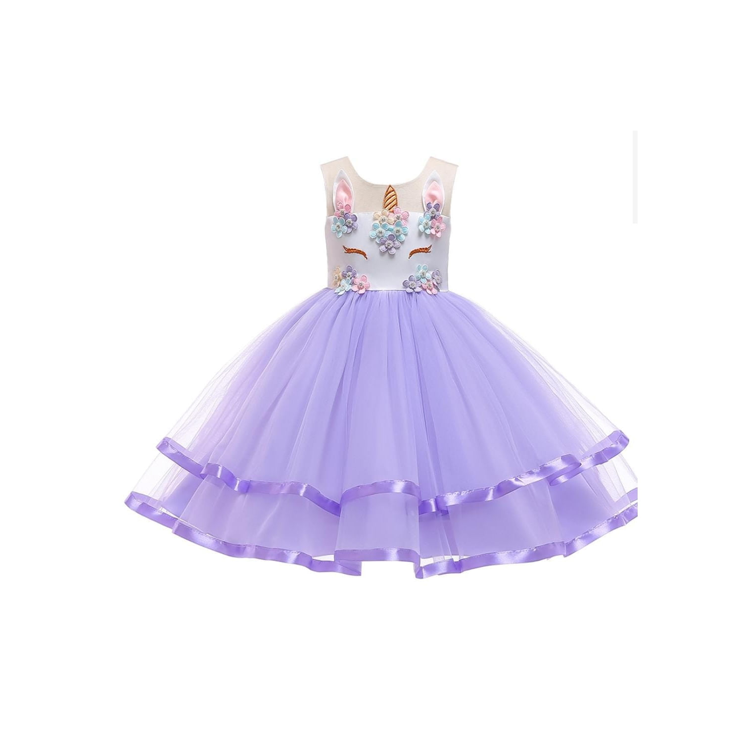 Vestido De Unicórnio Violeta Para Festa De Aniversário Para Meninas De 4 A 10 Anos