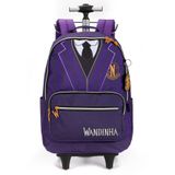 Mochila De Rodinhas Wandinha Uniforme Roxo - Luxcel