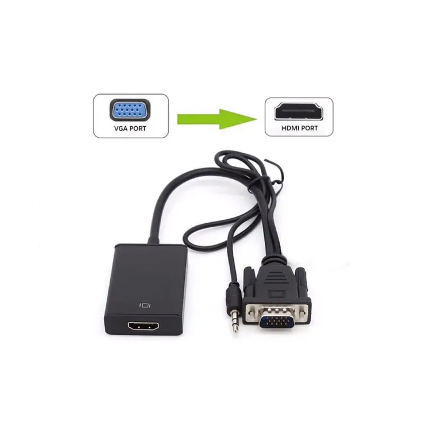 Adaptador Vga Macho Para Hdmi Fêmea E Conversor De Áudio