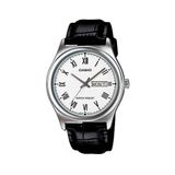 Relógio Masculino Casio Mtp-v006l 7bu Prata Couro Preto