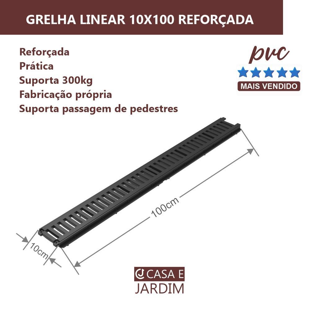 2 Grelhas Ralo Linear 10x100 Pluvial Não Enferruja Pvc Preto - Carrefour