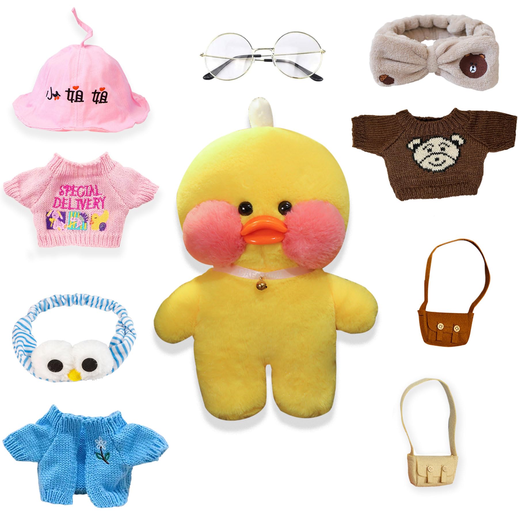 Brinquedo De Pelúcia Momiu Yellow Duck Com 9 Roupas E Acessórios Para Crianças