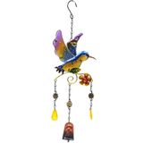 Pingente De Jardim Ornament Hummingbird Em Vidro E Cobre 42,5 Cm