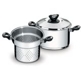 Jogo Cozi-pasta Tramontina Solar Baquelite Em Aço Inox Fundo Triplo 2 Peças 20 Cm Tramontina