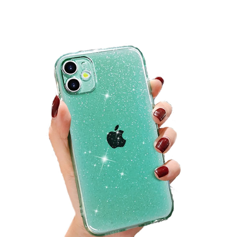 Capa De Silicone Candy Shine Para Iphone 13 Turquesa Neon