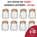 Kit Potes Temperos Condimentos Vidro Tipo Leiteira Cozinha