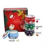 Pacote De 4 Velas Perfumadas De Natal Com Flores Secas