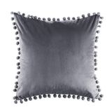 Capa De Almofada De Veludo Com Fecho De Pompon Cinza 42x42cm