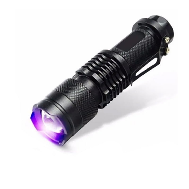 Lanterna Uv Led Ultravioleta Com Zoom, Totalmente Metálica, Aa