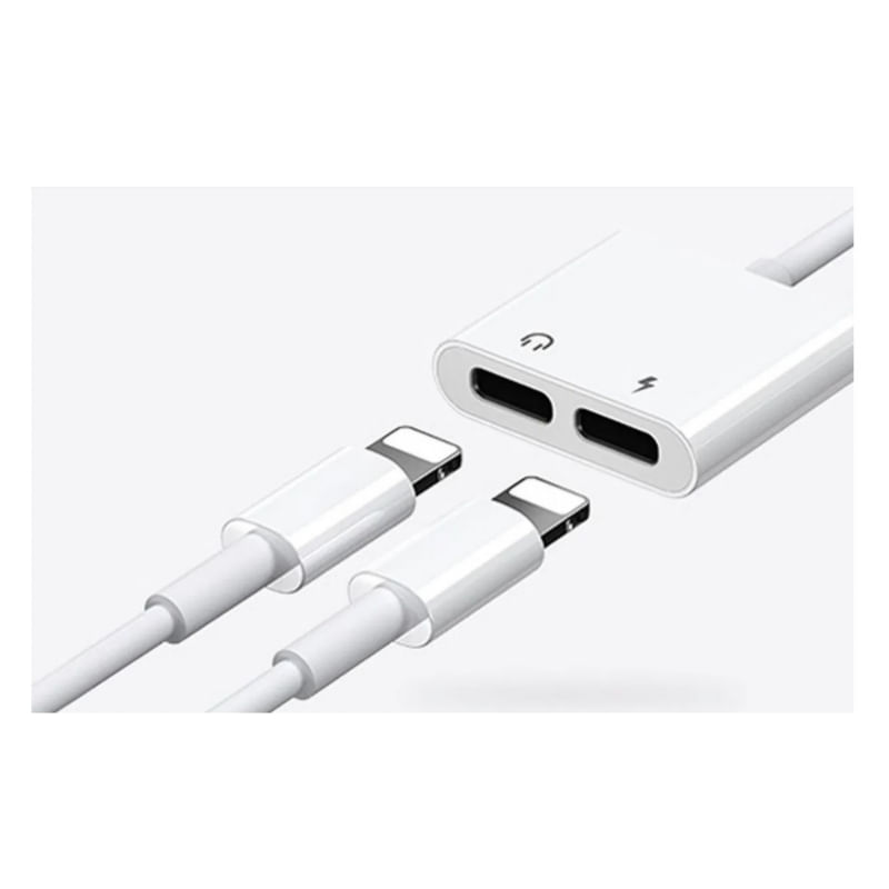 Adaptador Lightning 2 Em 1 Para Carregamento De Áudio Para Iphone