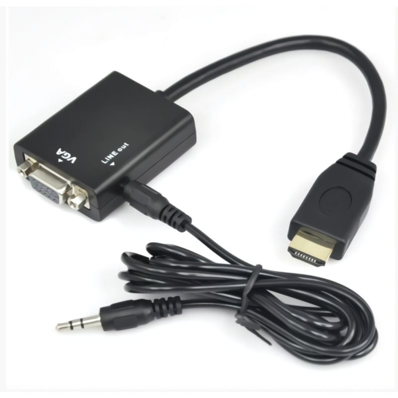 Adaptador Hdmi Para Vga Com Som De Alta Qualidade De 25 Cm - Genérico