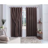 Cortina Sala Quarto Voal Xadrez Com Forro Marron 3,00x2,20