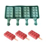 Molde De Palete De Sorvete Verde Silicone Para 4 Mini Paletes