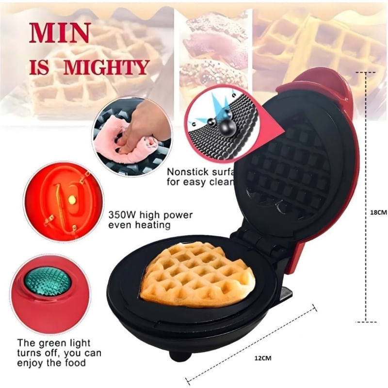 Máquina De Waffles Mini Red Waffle Heart 350w 220-240v