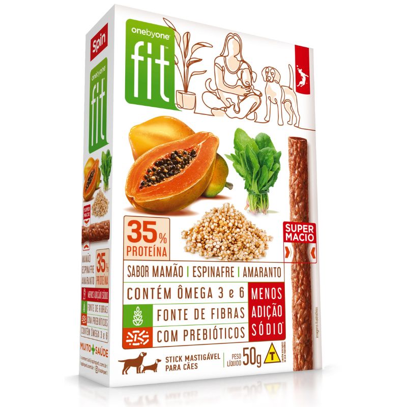 Petisco Palito Para Cães Fit Mamão Spin Pet 50g