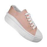 Chinelo Urban Platform Canvas Casual Feminino Rosa 7084