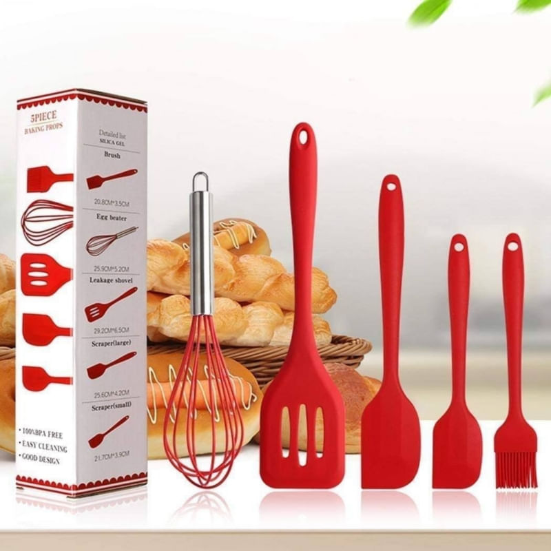 Conjunto De Utensílios De Cozinha Com 5 Pincéis De Espátulas De Silicone