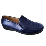 Sapato Feminino Casual Clássico Comodo Bordado Azul