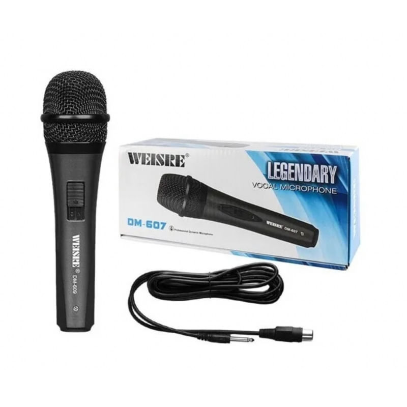 Microfone Weisre Karaoke Professional Vocal Com Cabo De 3 M