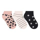 Kit Meia Sapatilha Infantil Menina Estampada 3 Pares