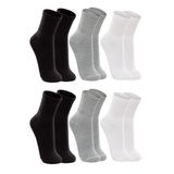 Meia Cano Alto Canelada Branca Preta Cinza Kit 6 Pares