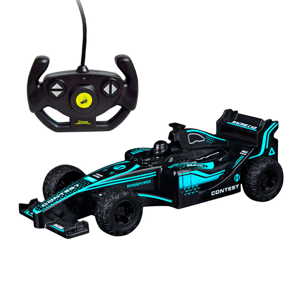 Carrinho De Controle Remoto Racing Preto Azul Dm Toys