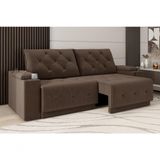 Sofá Jaguar 2,90m Retrátil Reclinável Suede Marrom Sofas