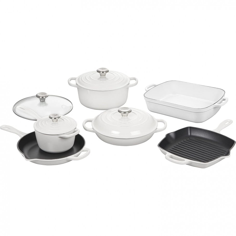 Conjunto De Panelas De Ferro Fundido, 10 Pecas, Le Creuset Ms2110 16ss, Branco