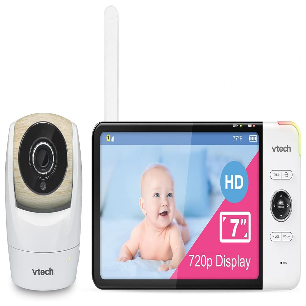 Baba Eletronica Alcance 90 M2, Monitor Hd 360 Com Visao Noturna, Vtech Vm919hd, Branco