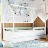 Cama Infantil Montessoriana Casinha Tivoli Com Cama Auxiliar Branca