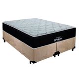 Cama Box Queen Suede Bipartido + Colchão Airtech Molas Ensacadas Antares Ortobom 158x188x67 Bege