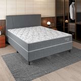 Cama Box Com Cabeceira E Colchão Casal Celine Molas Ensacadas (62x138x188) Cinza