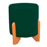 Puff Thor Luxo Madeira Maciça Redondo Suede Cor Verde Esmeralda