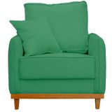 Poltrona Sofa Sena Base De Madeira Luxo Conforto Para Hotel E Sala Linho Verde