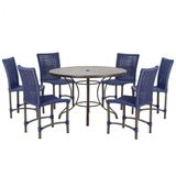 Mesa Ascoli 120 Cm Com 6 Cadeiras Cannes De Alumínio Trama Azul