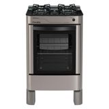 Fogão Esmaltec Ágata Glass 4 Bocas Inox Forno Limpa Fácil E Acendimento Automático