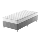 Cama Box Com Colchão Solteirão Howie Espuma D33 (17x108x198) Branco E Cinza